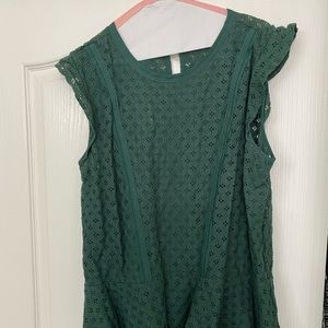 Banana Republic dark green peplum lace top